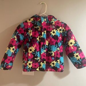 THE NORTH FACE GIRLS KIDS FLOWER PINK HYVENT HOODED SKI JACKET SIZE 4T/4B